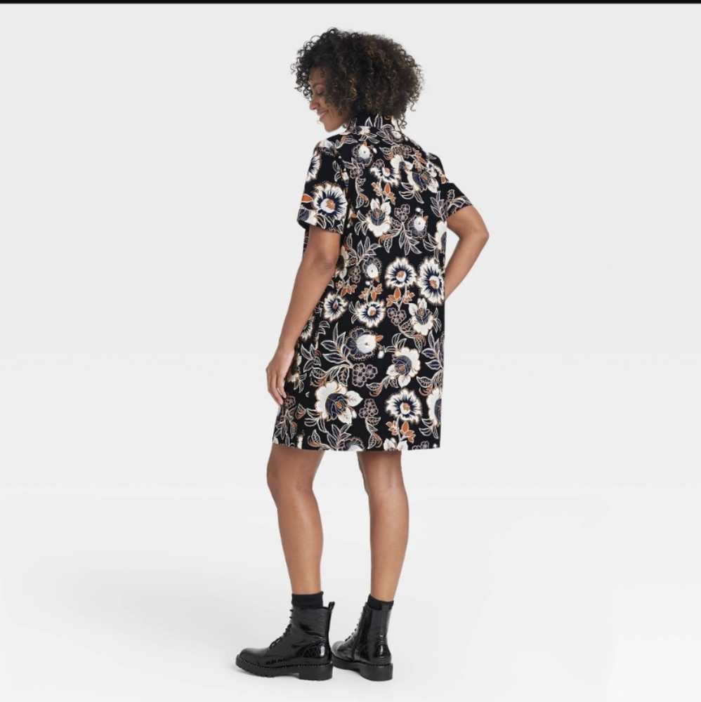 NWOT Who What Wear Button Down Patterned Paisley Floral Shirt Dress Size 2X